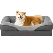 EHEYCIGA Memory Foam Dog Bed - Orthopedic Sofa with Sides, Waterproof Liner &...