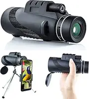 Monocular HD for Smartphone Night Vision Scope, 40X60 Telescope Professional Waterproof Monocular with Phone Adapter and Tripod Bak4 Prism for Bird Watching Hunting Sports