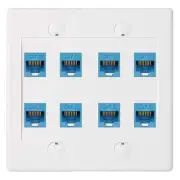 Ethernet Wall Plate 8 Port - Gang Cat6 RJ45 Jack Cable Faceplate Female to G6E6