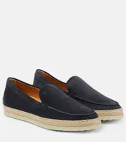 [Tod's] Tod's Raffia-trimmed suede loafers AU 9 blue