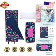 Travel-Ready Kids Nap Mat with Built-In Pillow - Cozy Darling Dinosaurs Design