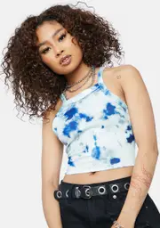 Navy Easy Breezy Tie Dye Crop Tank