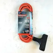 10' 14 Gauge Orange Extension Cord w Triple Outlet - MADE IN USA