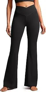 [CRZ YOGA] Butterluxe Crossover Flare Leggings for Women 31" - High Waist V Cross Bootcut Bell Bottoms Tummy Control Yoga Pants