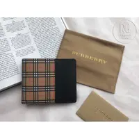 在飛比找蝦皮商城精選優惠-Burberry 戰馬 經典格紋六卡男用短夾 六卡式 格紋棕