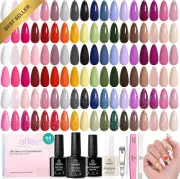 44 PCS Gel Nail Polish Set, 36 Colors, Base Coat, Glossy Matte & Glitter Top Coa