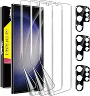 Milomdoi 3 Pack Screen Protector for Samsung Galaxy S23 Ultra [Not Glass] with 3 Pack Tempered Glass camera lens protector, Bubble Free, Case Friendly, Anti-Scratch