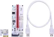 KAVJU 100PCS LED 008S PCI-E Riser Card PCI Express 1X to 16X 60CM USB 3.0 Cable 4Pin 6Pin 15Pin SATA Power for GPU Video Card(White 0.6M)
