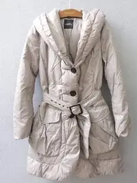 在飛比找Yahoo!奇摩拍賣優惠-義大利品牌 Max Mara 女款 淺灰色 長板 羽絨外套