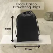 NEW Black Calico Drawstring Bags - 500 Units (Clovelly, Sydney)