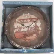 Rivers Edge Products Distressed Vintage Tin Wall Clock Moosehead Lodge #1035 NIB