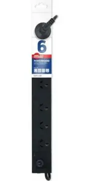 6 Outlet Surge Protected Powerboard - Wide Spaces.