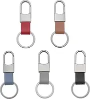 eMagTech 5Pcs Leather Keyring Snap Hook Car Key Chain Clip Leather Key Fob Car Keyring Holder Replacement Part, Gray Light Blue Red Black Coffee