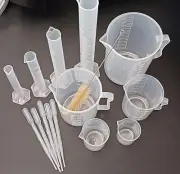 Upgraded Plastic Graduated Cylinder And Plastic Beakers Set W/ 5Pcs Pipettes New