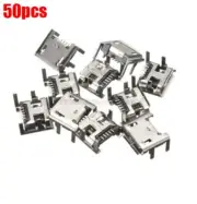 50Pcs Female Socket 4 Vertical Legs Fixed Solder Connectors Type B Micro Usb on