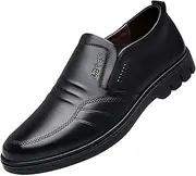 [QEEFXLQI] Leather Shoes for Men Men's Leather Shoes Soft Bottom Non-Slip Casual Men's Leather Shoes Business Formal Men's Shoes(Black,40)