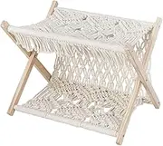 FytStycale Macrame Magazine Rack, Book Stand, Foldable Organizer, File Rack, Standing Basket for Kids Room, Bedroom, Dorm, as described, 34x24x25cm