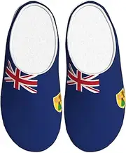 [EdWal] Flag of the Turks and Caicos Islands print Winter Warm Slippers Indoor Anti-skid Plush Slippers Relaxing at Home for Women Men