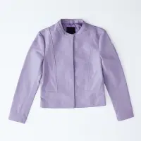 在飛比找Yahoo奇摩購物中心優惠-INTIMATUS 薰衣草紫 俐落女性併接線條感真皮夾克 I
