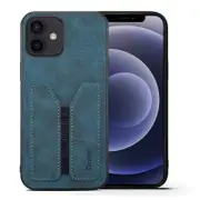 Denior For Apple iPhone 12 Leather Case with Elastic Wallet Card Holder Slot Pocket Cover – Blue