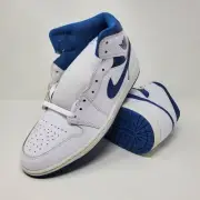 Nike Air Jordan 1 Mid SE White Industrial Blue White FN5215-141 Men's Size 11