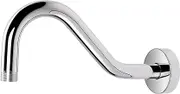 NearMoon J Shaped Shower Extension Arm, Stainless Steel Shower Head Height Extender with Flange, Riser Pipe Design for Cozy Shower Experience, Standard 1/2" Connection (8 Inch, Chrome Finish)