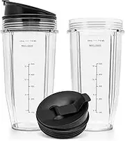 Blender Replacement Cup 24 oz (2 Pack) with Sip & Seal Lids for Nutri Ninja Pro Extractor Blender for Ninja Bl450 BL454 Auto-iQ Ninja BL642 BL480D SS101 SS351 BN400 BN401 BN701 BN800 BN801