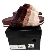 SM New York Sausalito Soft Furry Slipper Slides Sandals Women's Size 7 NWT