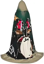 VPPUR Jazz Drum Print Unisex Hooded Cloak For Carnival Theme Party Decorations Witch Costume Cosplay