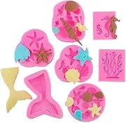 Mijradge 7pcs Create Beach-Themed Sweets with Sea Creature Silicone Molds for Cake Decoration and Chocolate Making