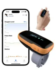 Pulse Oximeter for 12 Hours Continuous Tracking, WearO2 Bluetooth Finger Oxyg...
