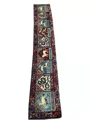 9'X2' ft RARE ANTIQUE Woven Indian Oriental runner Multicolor Rug One of a Kind