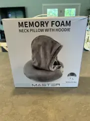 Master Memory Foam Neck Pillow Hoodie U Shape Travel Pillow Wireless Ear Buds