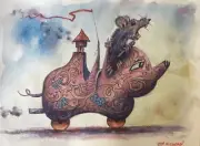 Wild Ride Watercolor Original Painting One-of-a-kind 12" x 9" NOT A PRINT