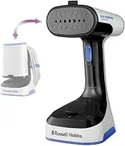Russell Hobbs Garment Steamer [Compact, Foldable & Easy Storage] Iron (Portable for Home, Travel, 1500 W, Quick Heating, 3 m Cord, 150 ml Tank, Fabric Nozzle Incl) 26740-56