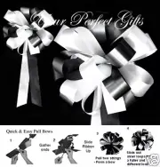 20 pcs BLACK WHITE WEDDING LARGE PEW BOW BRIDAL CHURCH CAKE PB024