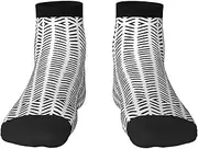 [JEJEA] Black and white pattern print Men's Athletic Cushioned Crew Socks Crew Training Athletic Socks Men and Women for Sports