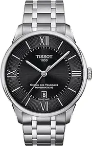 [TISSOT] Men's T0994071105800 Chemin Des Tourelles Powermatic 80 Analog Display Swiss Automatic Silver-Tone Watch, Silver-tone, Dress