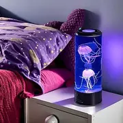 Jellyfish Lava Lamp, 7-Color Changing Mood Lamp with Moving Fish Aquarium Artificial Tank for Sensory Rooms Home Decor