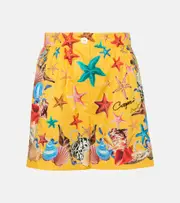 [Dolce & Gabbana] Dolce & Gabbana Capri printed high-rise cotton shorts AU 16 yellow