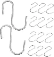 Mikinona 100 Pcs Heavy Duty Zinc Coated S Hooks for Over The Door Kitchen Utensil Hangers Closet Clothes Rack Storage for Home Organization