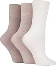 IOMI Footnurse Diabetic Gentle Grip Non-Binding Cotton Rich Socks Ladies 3 pair 4-8UK Light Mix