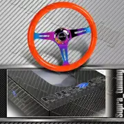 NRG 350MM 14" Steering Wheel Orange Wood Grip Neo Chrome 3-Spoke ST-015MC-NOR