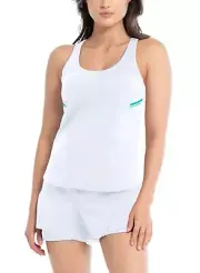 NEW Lucky in Love Uptempto Tennis Tank MED Built In Bra White Athletic Racerback