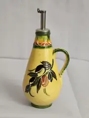 Tuscany Italy Italian Pottery Tuscan Olives Yellow Olive Oil Bottle