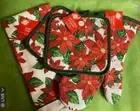 Poinsettias 5 Pc Kitchen Set Towels Potholders OvenMitt Christmas