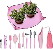Homend Garden Kneelers Gardening Transplanting Pot Pad Mini Garden Hand Transplanting Succulent Tools for Indoor Garden Plant Care Work Cloth Anti Dirty (11 PCS/Set,Pink)