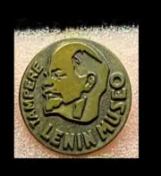 VINTAGE Pin back Badge Heavy Metal Vladimir Lenin TAMPERE MUSEO