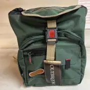 Vintage Outbrook Green Backpack Cinch Day Pack BookbagBrown Leather Bottom Suede