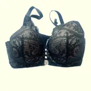 NWT Aerie Real Power Plunge Push Up Bra Paisley Lace Black Size 38DD NEW